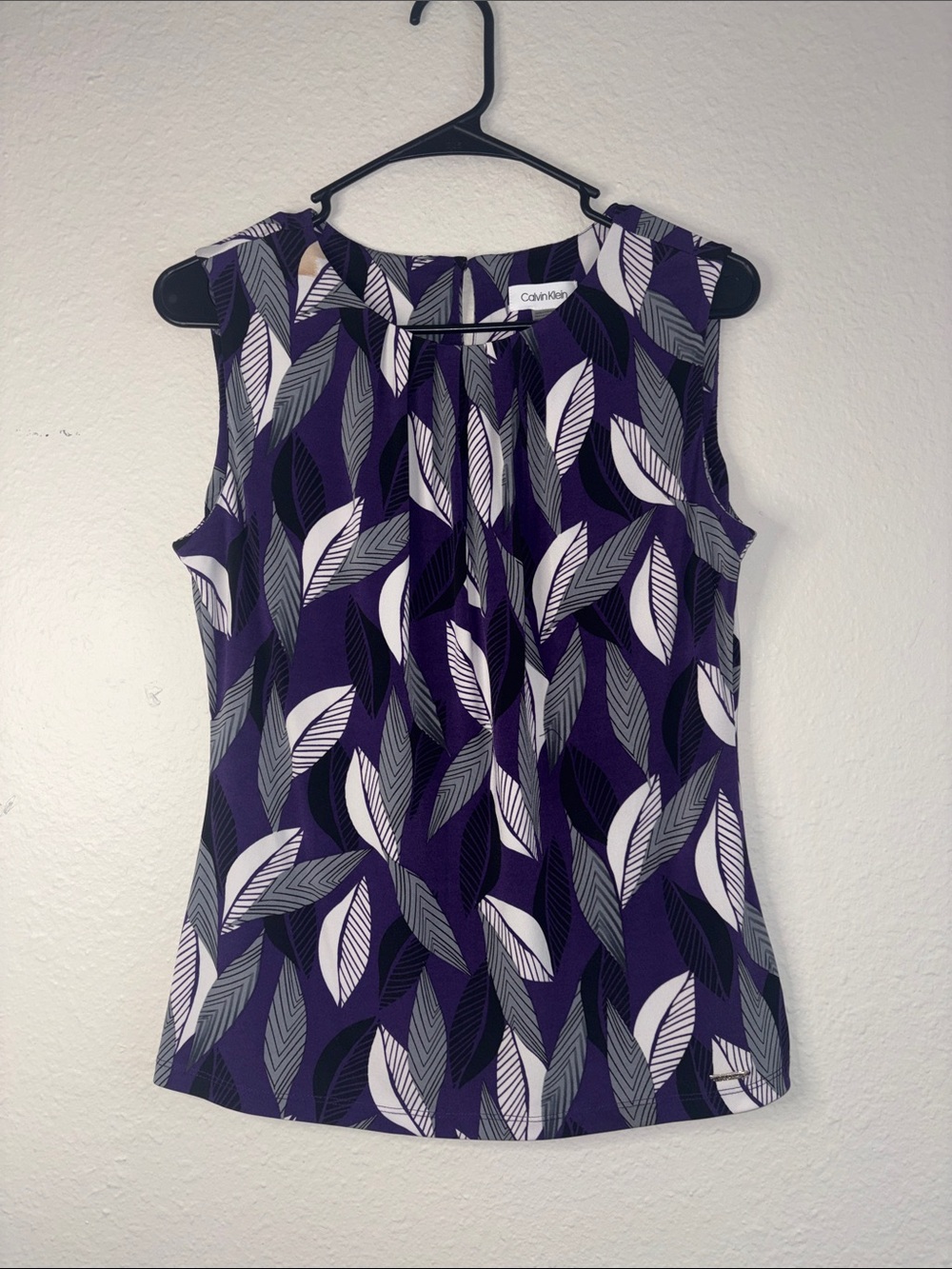 Calvin Klein Lavender and Black Floral Print Top